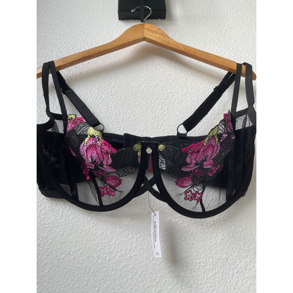 NWT 38G Adore Me Women's Jamilla Unlined Underwire Mesh with Embroidery Bra